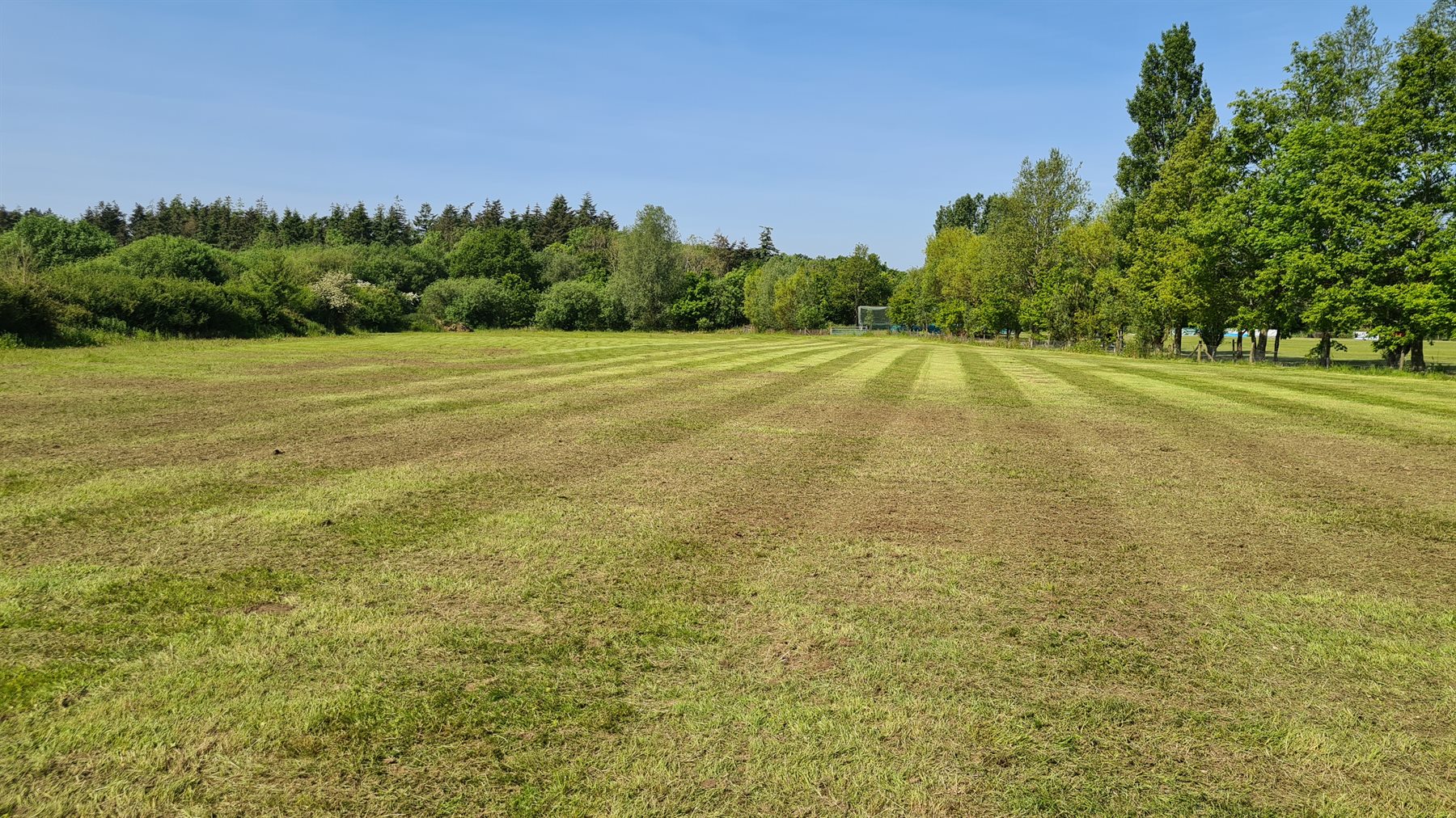 A wide field of grass cut for a clean, even finish