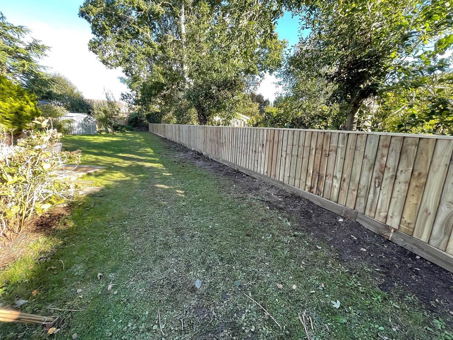 New timber garden fencing along a boundary