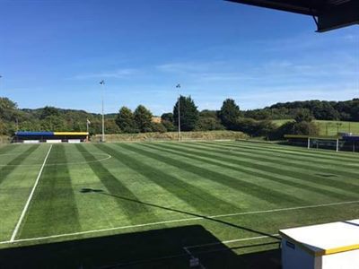 Freshly mown sports ground