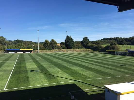 Freshly mown sports ground