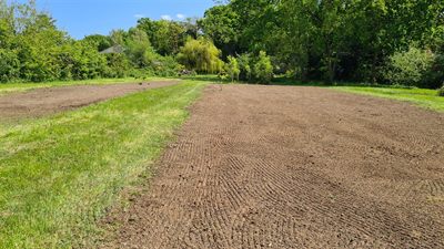 Prepared ground for grass seed and wildflower installation